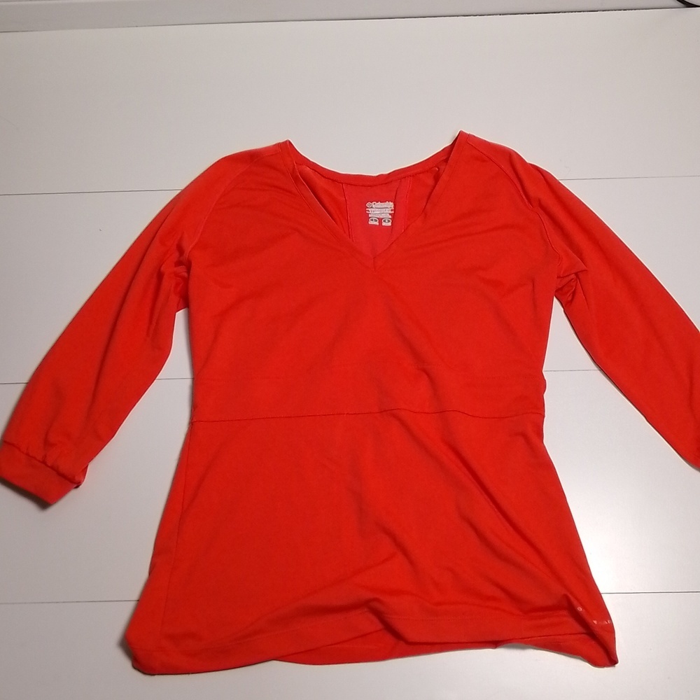 Columbia  titanium womans salmon orange 3/4 sleeve top size large soft stretchy
